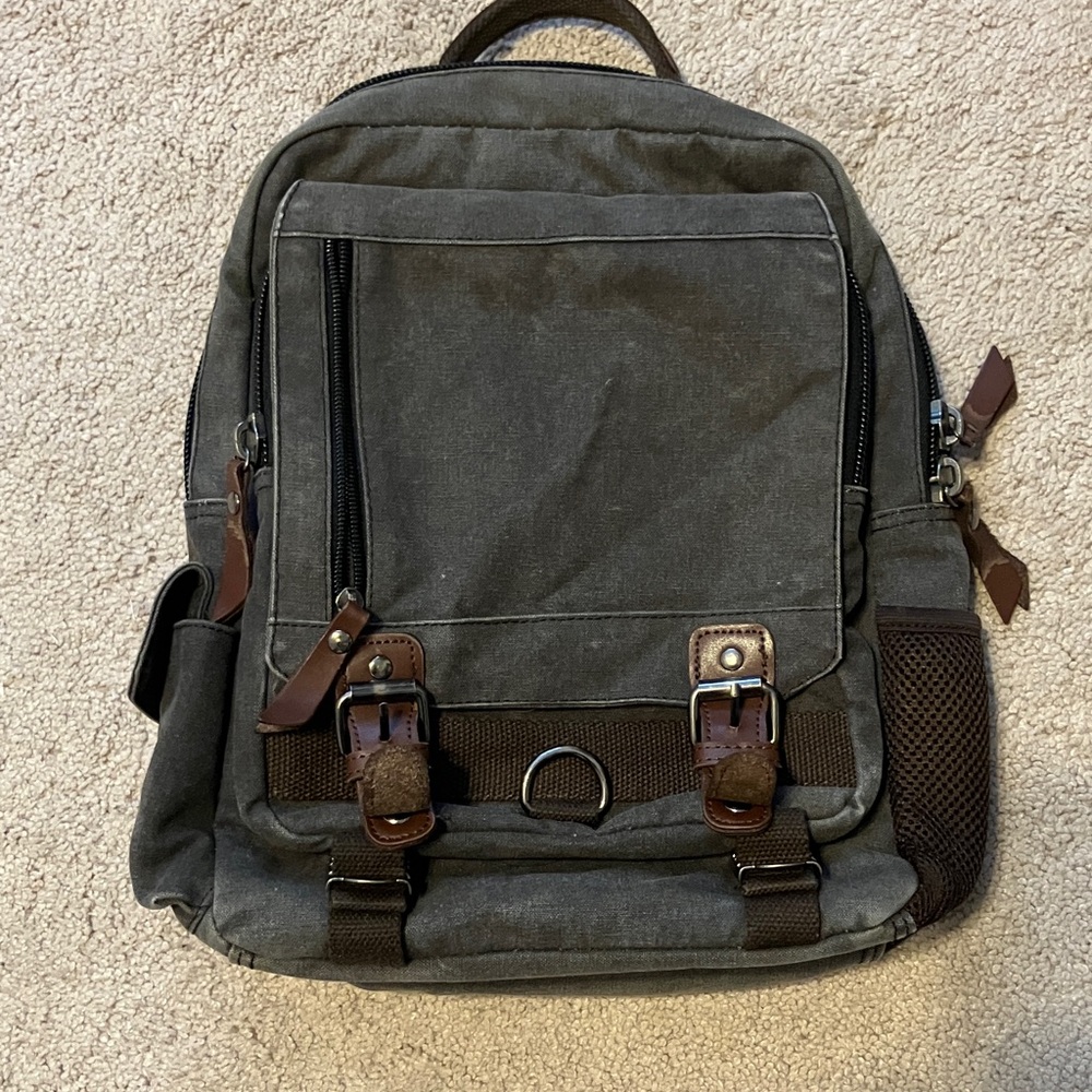 Stylish Gray Canvas Backpack